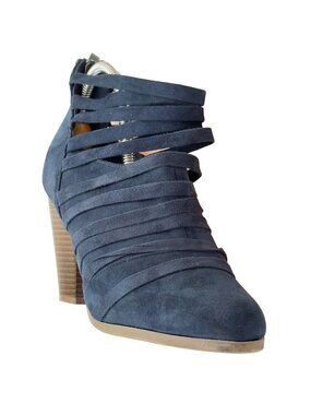 Women's Shoes NEW EDITION Blue Faux Suede Ankle Bootie Heels Size 9